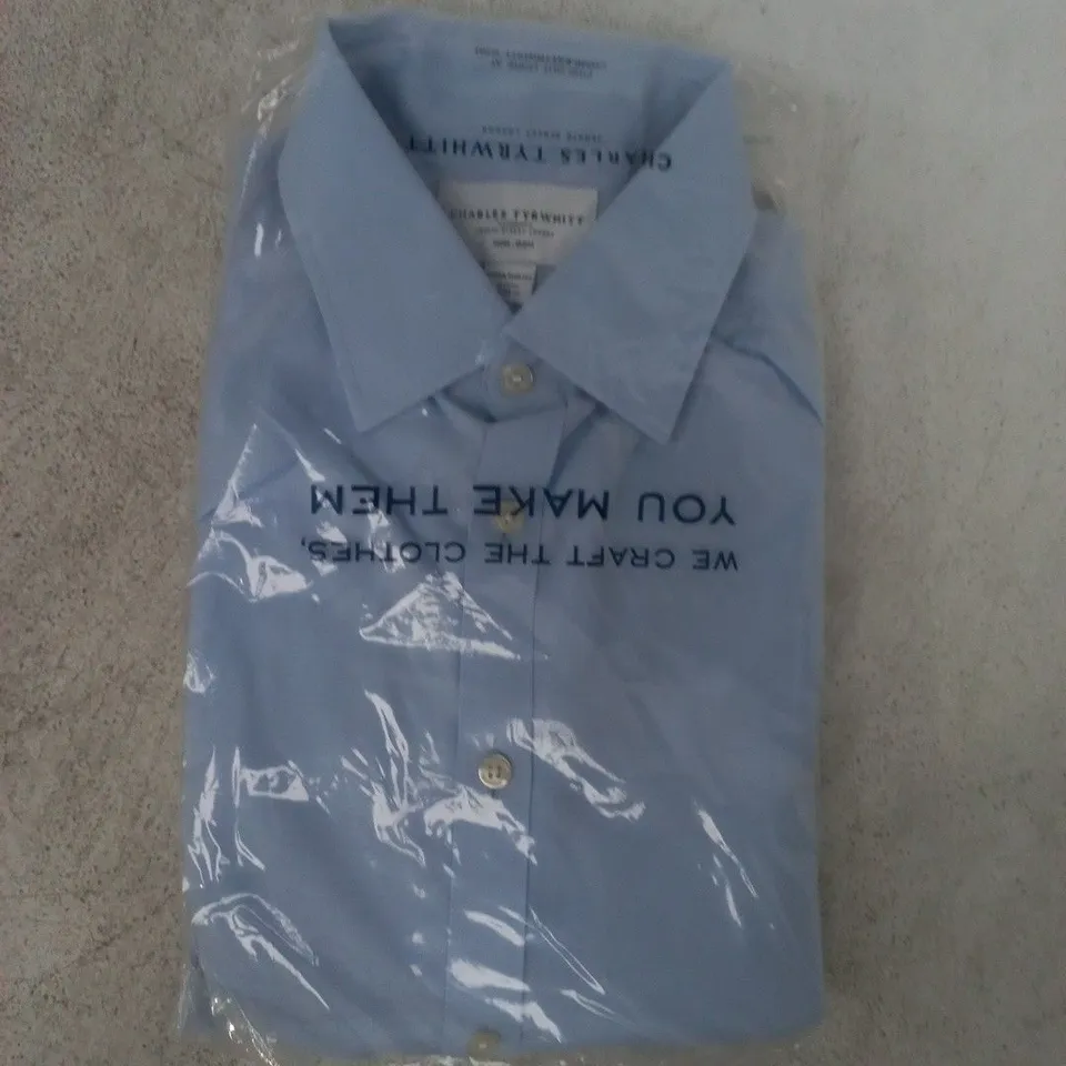 BAGGED CHARLES TYRWHITT NON-IRON EXTRA SLIM FIT SHIRT IN LIGHT BLUE SIZE 16/33"