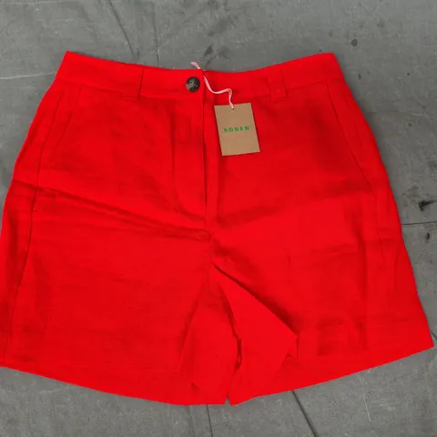 BODEN WESTBORNE LINEN SHORTS IN RED SIZE UK 10