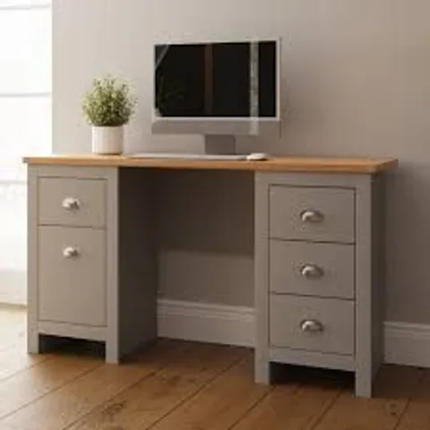 BOXED GFW LANCASTER 4 DRAWER STUDY DESK - GREY (2 BOXES)