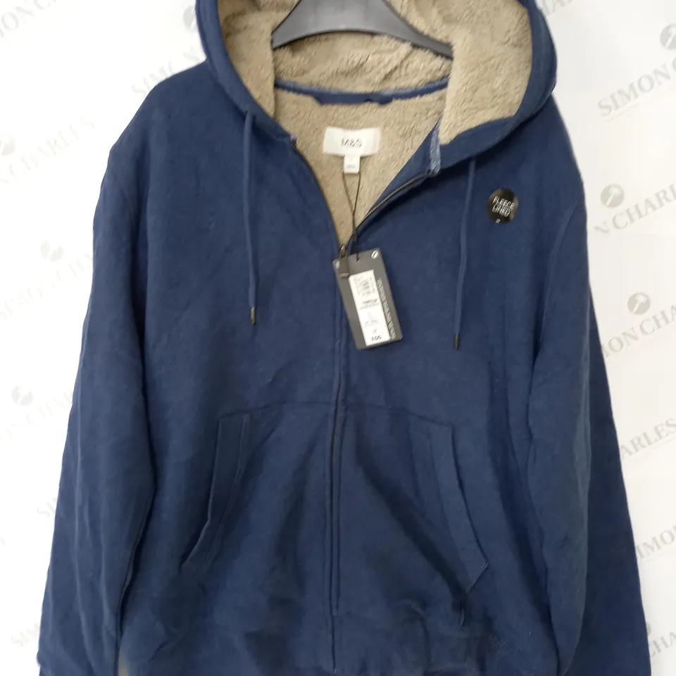 M&S FLEECE LINED ZIP THROUGH HOODIE - L