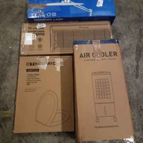 PALLET CONTAINING ASSORTED PRODUCTS INCLUDING WORKING LAMP, ELECTRIC SHOCK BUG ZAPPER, TOILET SEAT & AIR COOLER