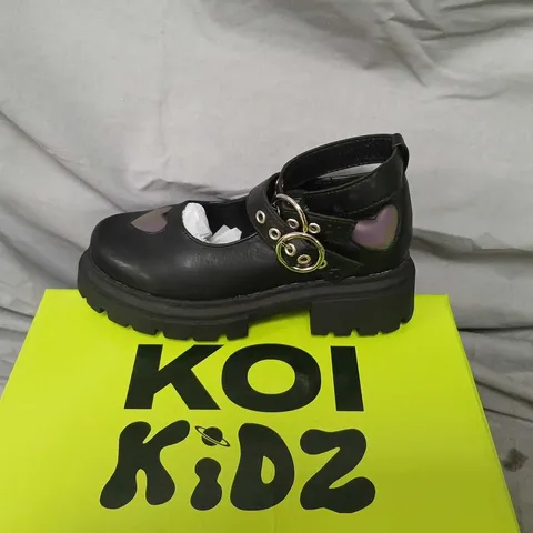 BRAND NEW BOXED KOI KIDZ LOVEBUG MEADOW MARY JANE SHOES, BLACK, UK 12