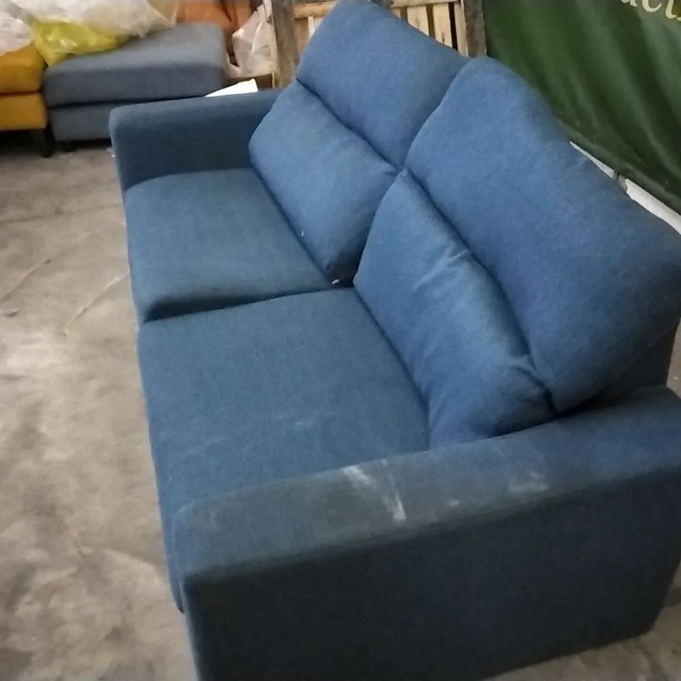 QUALITY DESIGNER NAVY BLUE FABRIC 2 SEATER SOFA