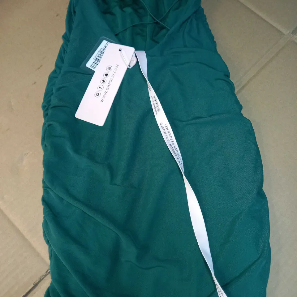 OH POLLY FOREST GREEN RUCHED BODYCON MINI DRESS - SIZE 6