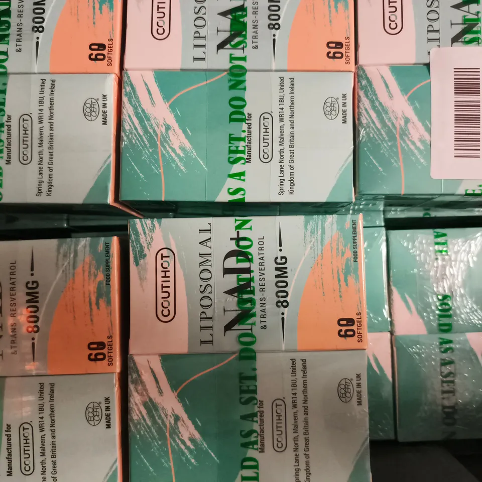 APPROXIMATELY 18 DUO PACKS OF COUTIHOT LIPOSOMAL NAD+ 800MG FOOD SUPPLEMENTS (60 SOFTGELS PER PACK)