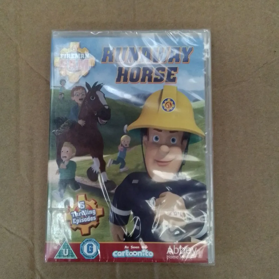 PALLET TO CONTAIN APPROX 300 X FIREMAN SAM RUNAWAY HORSE, KIDS DVDS 