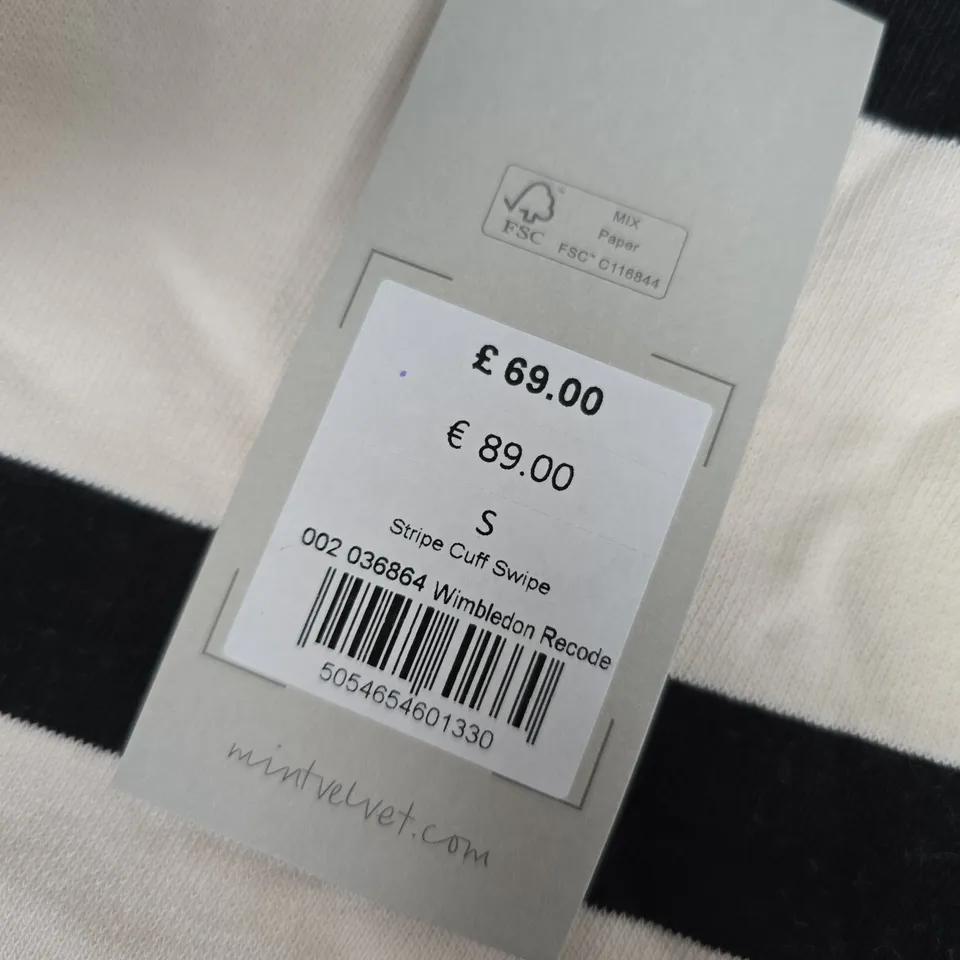 MINT VELVET STRIPED KNIT SWEATER – CREAM & BLACK, SIZE S