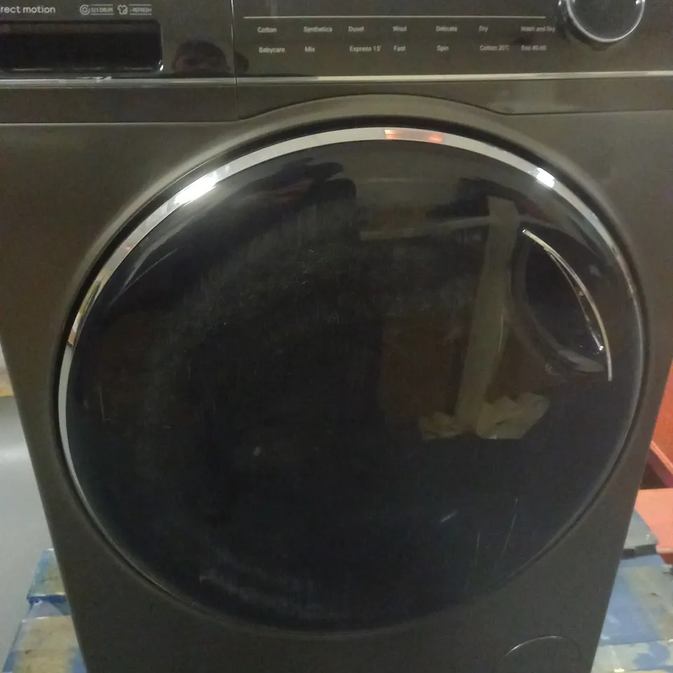 HAIER HWD80-B14979S FREESTANDING WASHER DRYER, DIRECT MOTION AND LED DISPLAY, 1400RPM, 8KG/5KG LOAD, GRAPHITE COLLECTION ONLY 