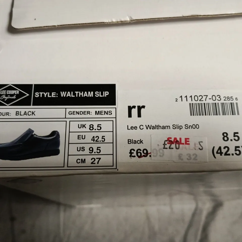 LEE COOPER WALTHAM SLIP MEN'S BLACK LEATHER SLIP-ON SHOES UK 8.5
