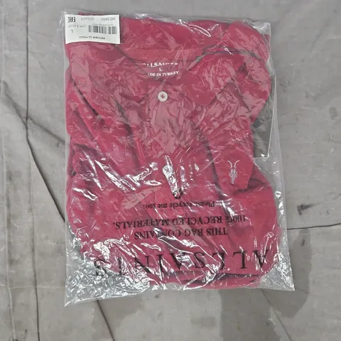 BAGGED ALLSAINTS REFORM SHORT SLEEVE POLO TOP IN RED SIZE LARGE