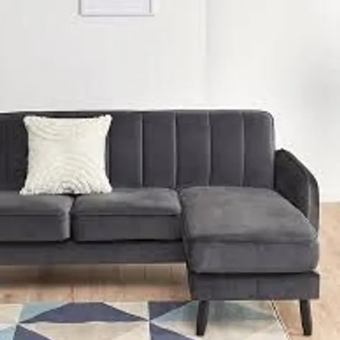 BOXED JENNIFER COMPACT REVERSIBLE FABRIC CHAISE - GREY (1 BOX)