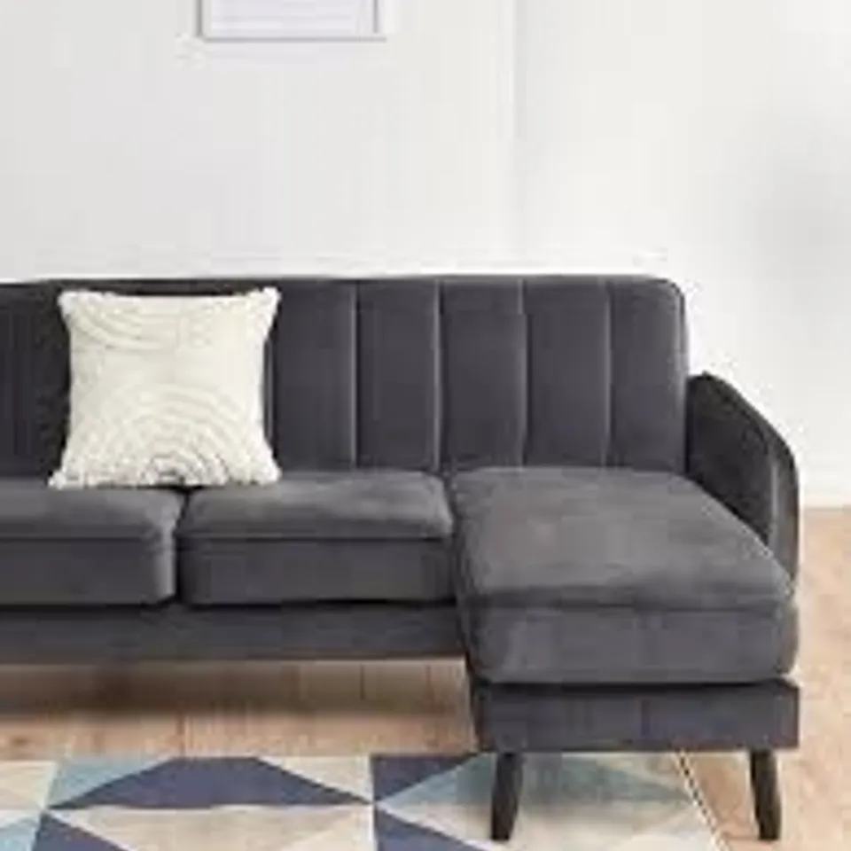 BOXED JENNIFER COMPACT REVERSIBLE FABRIC CHAISE - GREY (1 BOX) RRP £429