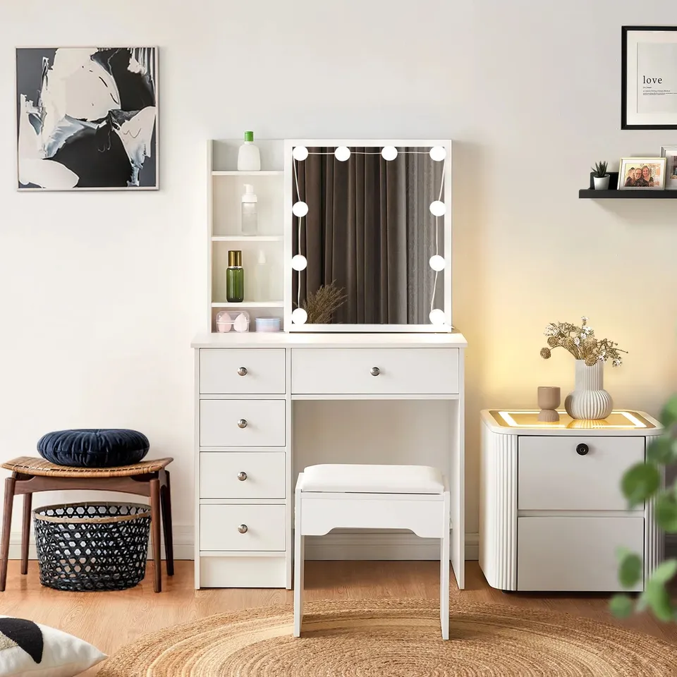 BOXED AMYA DRESSING TABLE SET SLIDING MIRROR (INCOMPLETE, ONLY BOX 2)