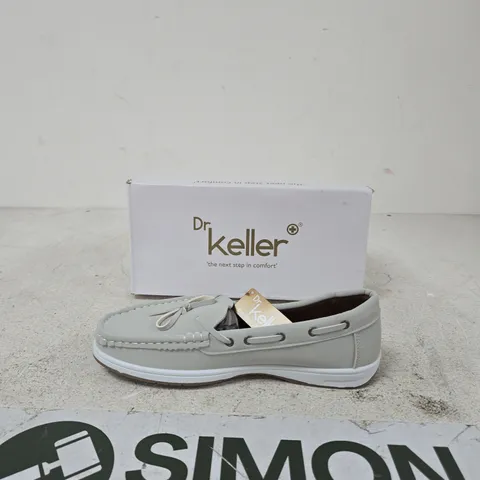 DR KELLER MEN'S GREY LEATHER LOAFERS – MOCCASIN STYLE SIZE 6