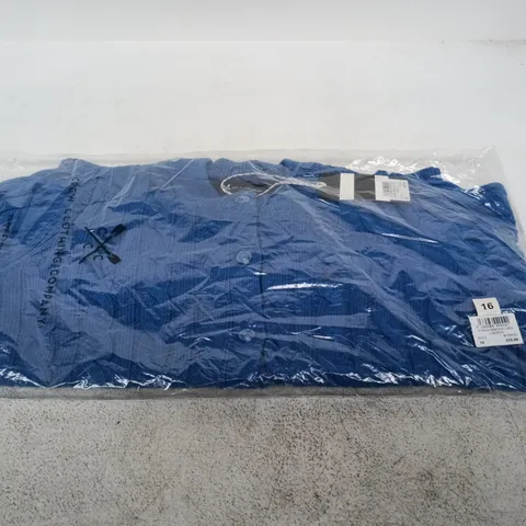 BAGGED CREW CLOTHING COMPANY SUMMER HERITAGE CABLE CARDIGAN – BLUE, UK SIZE 16