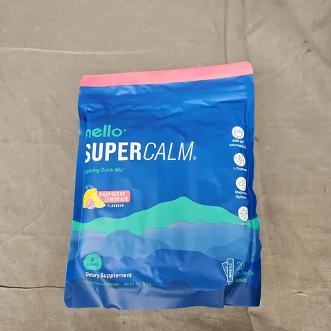 SEALED NELLO SUPERCALM CALMING DRINK MIX IN RASPBERRY LEMONADE 20 SERVINGS