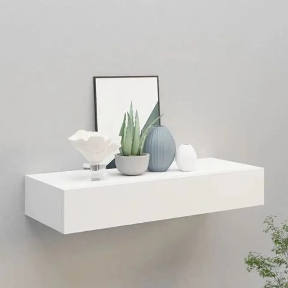 BOXED AZARIANA FLOATING SHELF WITH DRAWER WHITE