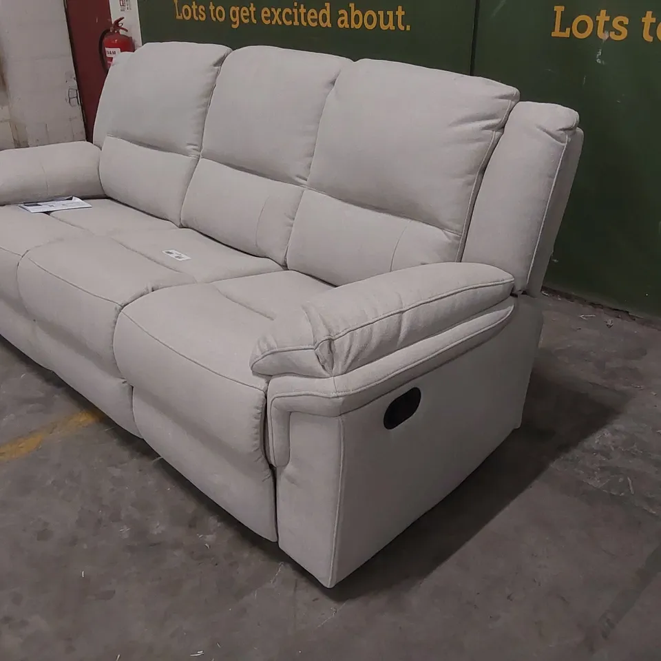 ALBINO FABRIC 3 SEATER MANUAL RECLINER SOFA - LIGHT GREY