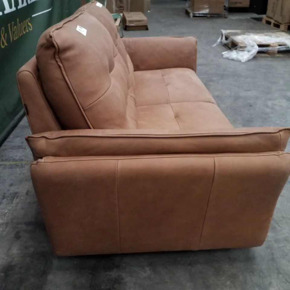 QUALITY ITALIAN DESIGNER BOLZANO 2 SEATER ELECTRIC RECLINER LOVESEAT - TAN FAUX LEATHER 