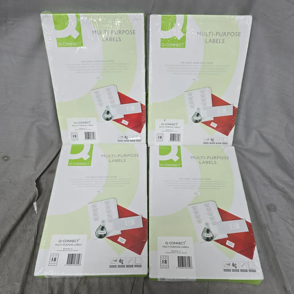 4 PACKS OF Q-CONNECT MULTI-PURPOSE LABELS (100 PER PACK)