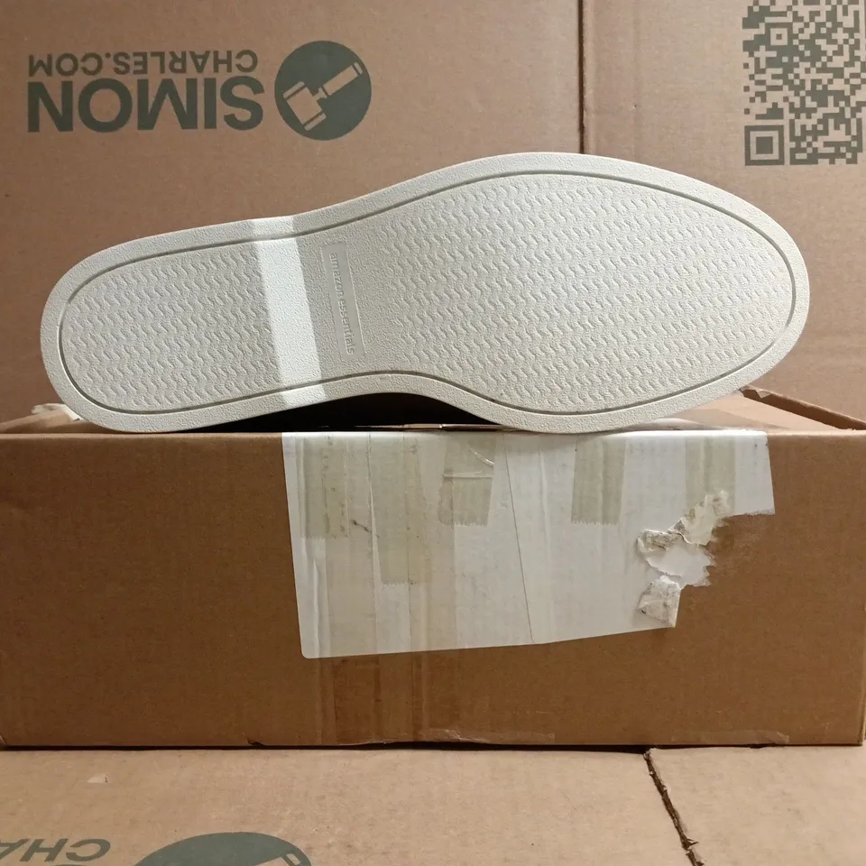 BOXED PAIR OF AMAZON ESSENTIALS SLIP-ON LOAFERS IN BROWN SIZE UK 10