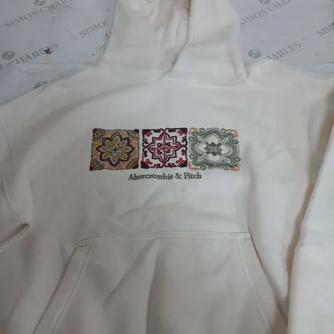 ABERCROMBIE & FITCH WHITE SOFT HOODIE - SMALL