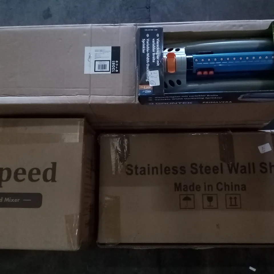 PALLET OF ASSORTED ITEMS TO INCLUDE FREESTANDING BATH SHOWER MIXER VOSPEED STAND MIXER AND KNITTING MACHINE 