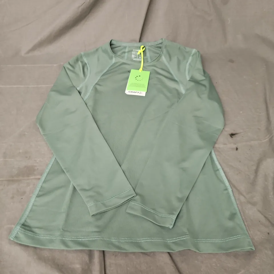 CRAFT SPORTSWEAR WOMENS ESSENCE LONG SLEEVE TOP IN THYME SIZE XS