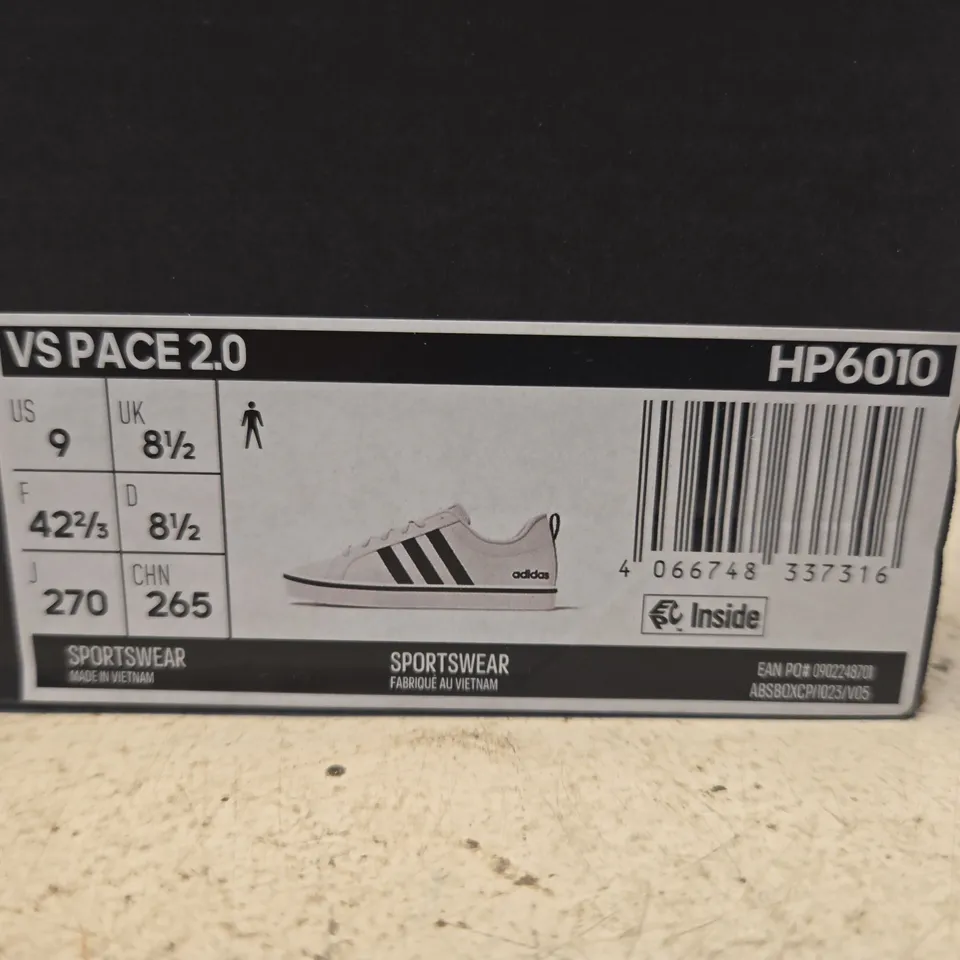 BOXED ADIDAS VSPACE 2.0 WHITE TRAINERS – UK 8.5