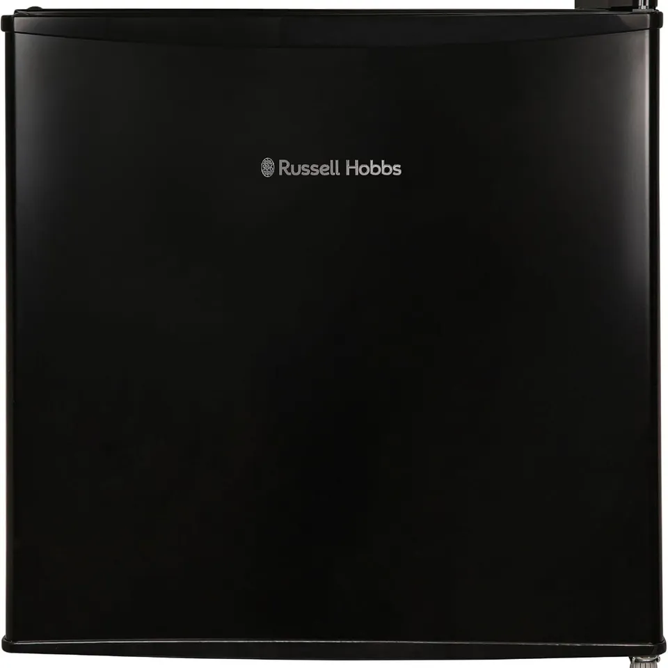 BOXED RUSSELL HOBBS TABLE TOP LARDER MINI FRIDGE 43 LITRE CAPACITY, REVERSIBLE DOOR & ADJUSTABLE FEET, SMALL FRIDGE, MANUAL TEMPERATURE CONTROL, ICE BOX, BLACK RHTTF0E1B