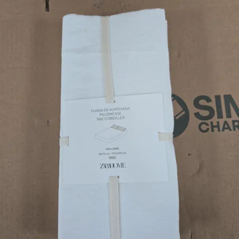 ZARA HOME 100% LINEN PILLOWCASE SET OF 2 – WHITE, 50 X 75 CM