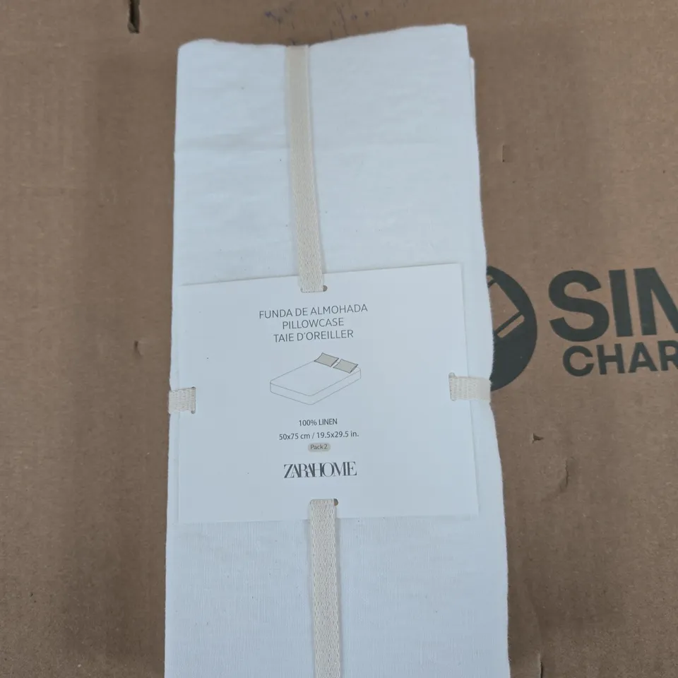 ZARA HOME 100% LINEN PILLOWCASE SET OF 2 – WHITE, 50 X 75 CM