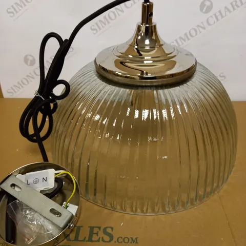 DAR LIGHTING YAMBOL PENDANT POLISHED NICKEL CLEAR GLASS LIGHT FIXTURE