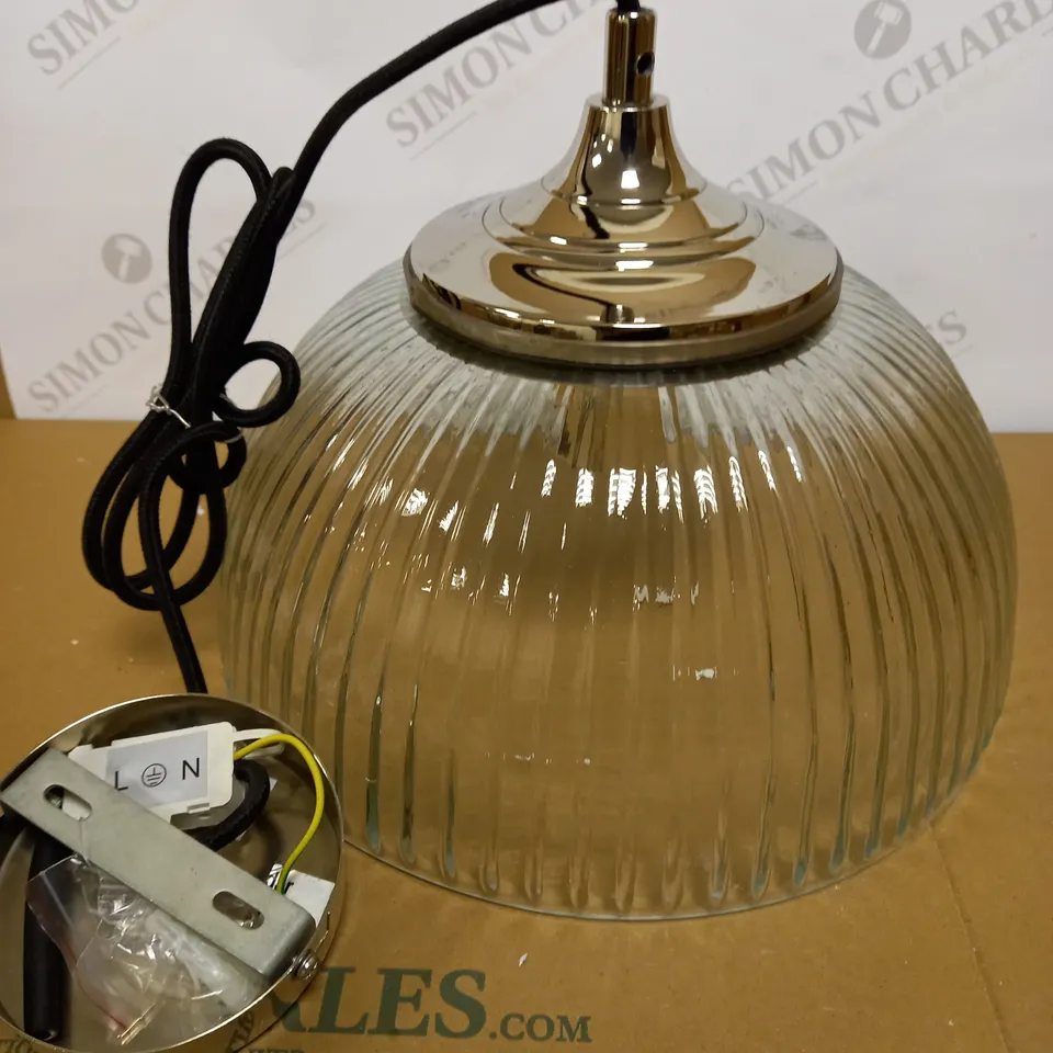 DAR LIGHTING YAMBOL PENDANT POLISHED NICKEL CLEAR GLASS LIGHT FIXTURE