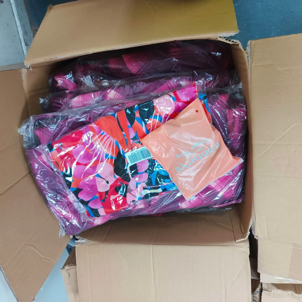 BOX OF APPROXIMATELY 15 ASSORTED CLOTHING ITEMS INCLUDING NVLT COAT AND CONTURVE HIGH-WASTED SHAPER THONG