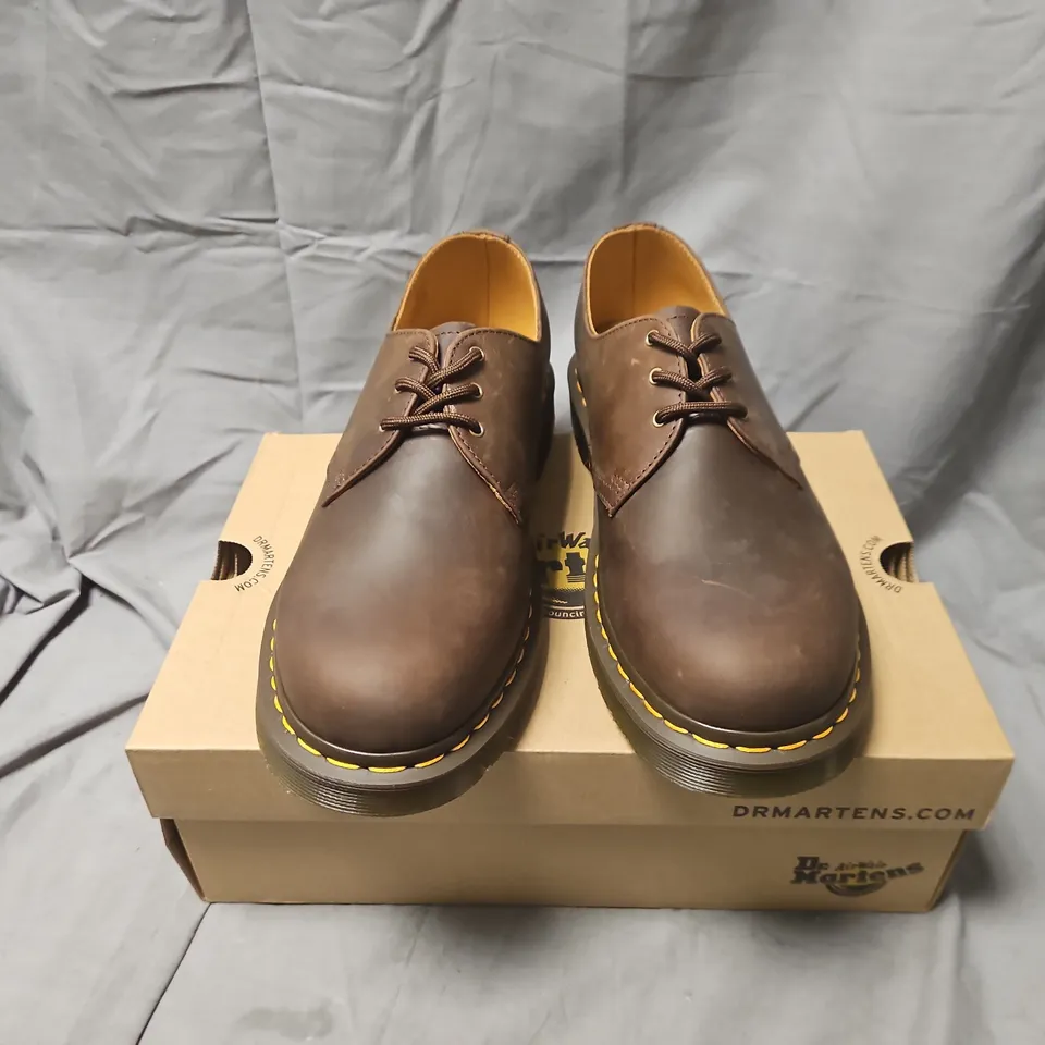 BOXED DR. MARTENS 1461 DARK BROWN CRAZY HORSE LEATHER SHOES – UK 10