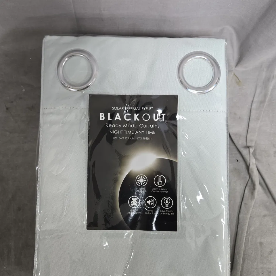 LIGHT GREY BLACKOUT CURTAINS WITH EYELET TOPS – READY-MADE PAIR, 66 X 72 IN (167 X 183 CM)