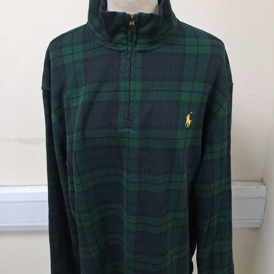 POLO RALPH LAUREN HALF ZIP CHEQUERED FLEECE SIZE L 