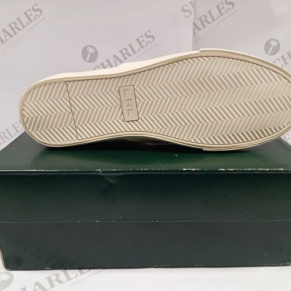 BOXED PAIR OF RALPH LAUREN SHOES IN CEDAR GREY UK SIZE 8
