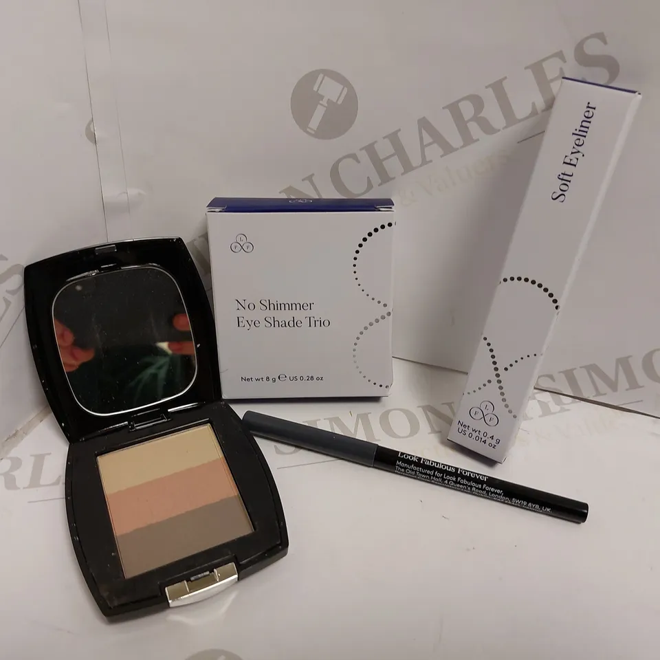 BOX OF 2 LOOKFABULOUSFOREVER ITEMS TO INCLUDE SOFT EYELINER AND NO SHIMMER EYE SHADE TRIO