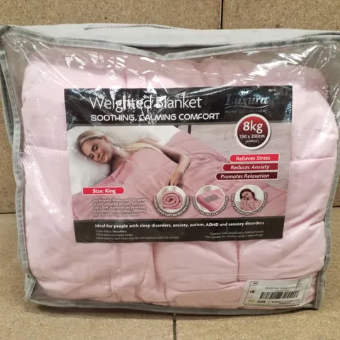 LUXURA HOME COLLECTION KING SIZE 8KG WEIGHTED BLANKET - PINK