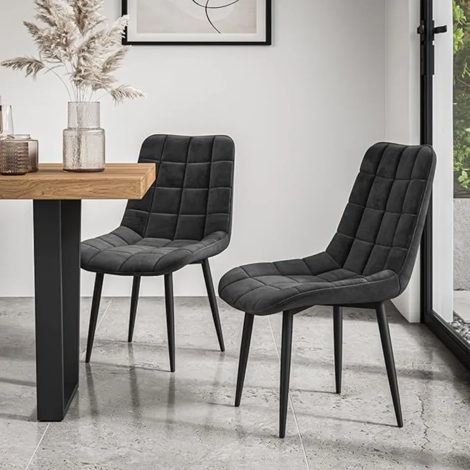 BOXED SET OF 4 NOVA VELVET DINING CHAIRS IN BLACK (1 BOX)