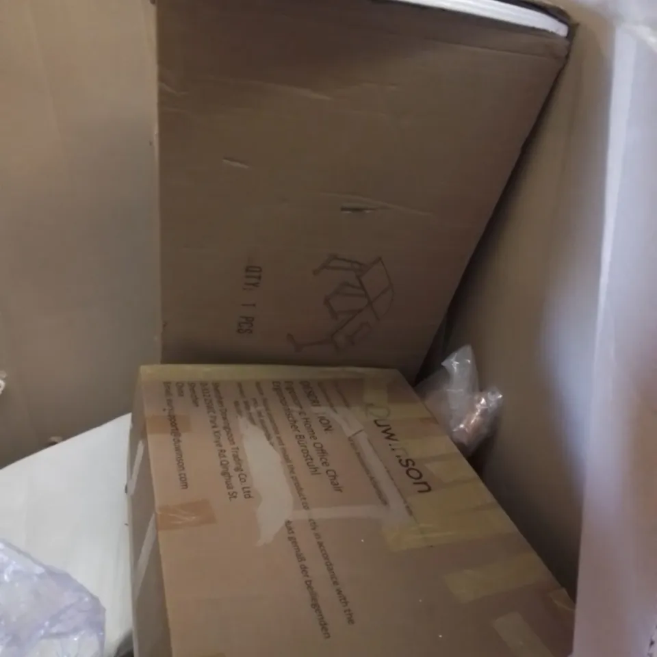 PALLET CONTAINING ASSORTED HOUSEHOLD & HOME IMPROVEMENT PRODUCTS. INCLUDES KITCHEN APPLIANCE, AIR COOLERS, DESK, OFFICE CHAIR ETC