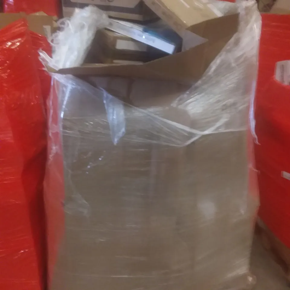 PALLET OF ASSORTED ITEMS INCLUDING RECIPROCATING SAW, COAT RACK, LUGGAGE SUITCASE, SEAT COVER