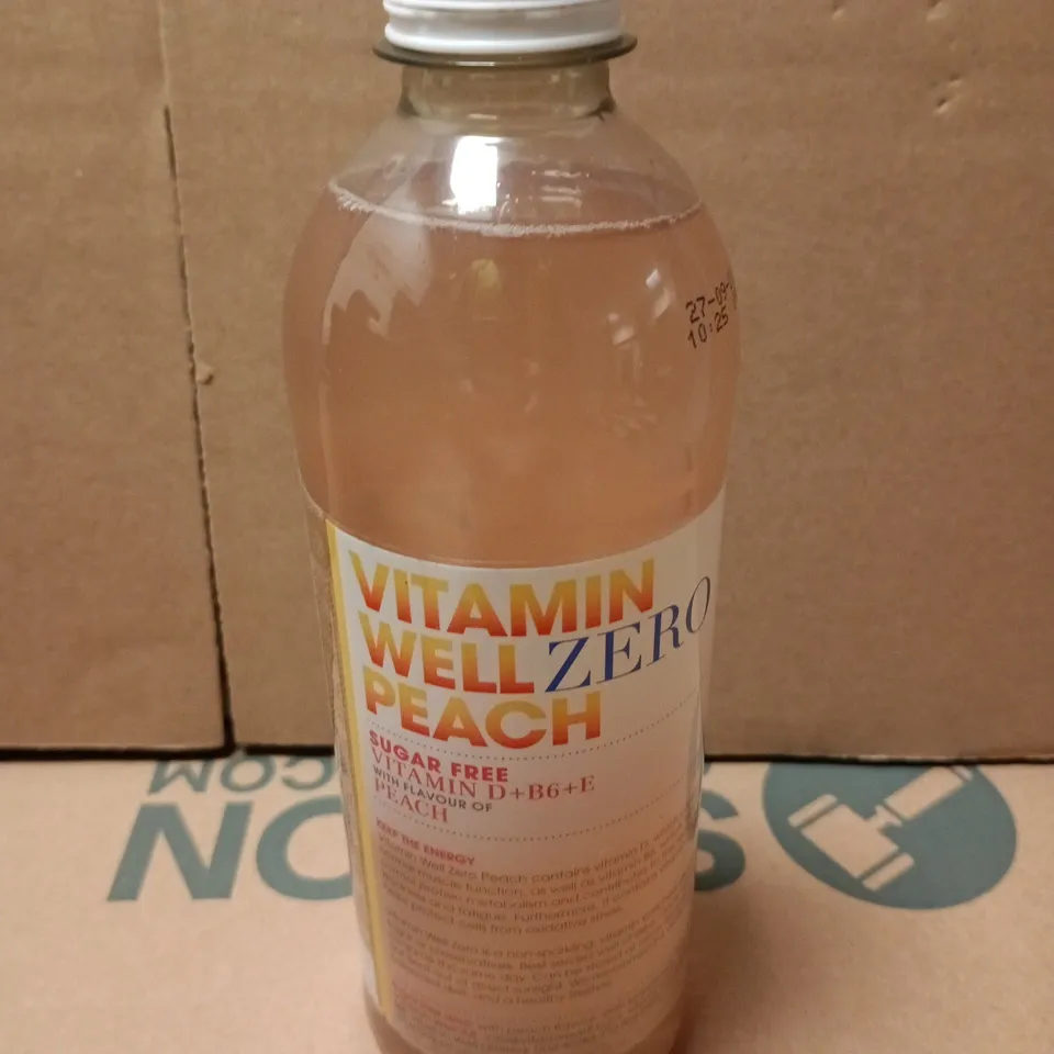 12 X VITAMIN WELL ZERO PEACH DRINKS - 12 X 500ML