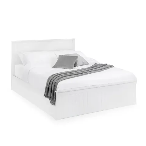 BOXED JULIAN BOWEN MAINE 150cm LIFT-UP OTTOMAN STORAGE BED - SURF WHITE (3 BOXES)