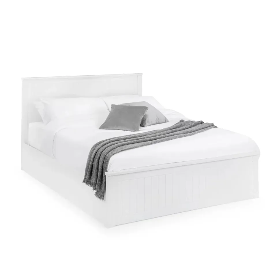 BOXED JULIAN BOWEN MAINE 150cm LIFT-UP OTTOMAN STORAGE BED - SURF WHITE (3 BOXES)