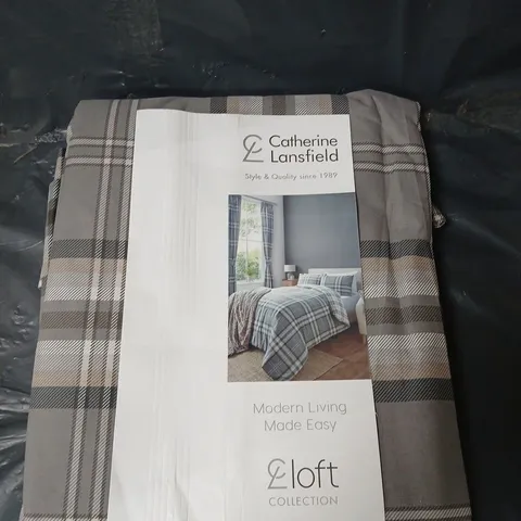 CATHERINE LANSFIELD KELSO CHECK LINED PENCIL PLEAT CURTAINS - 66" X 72"