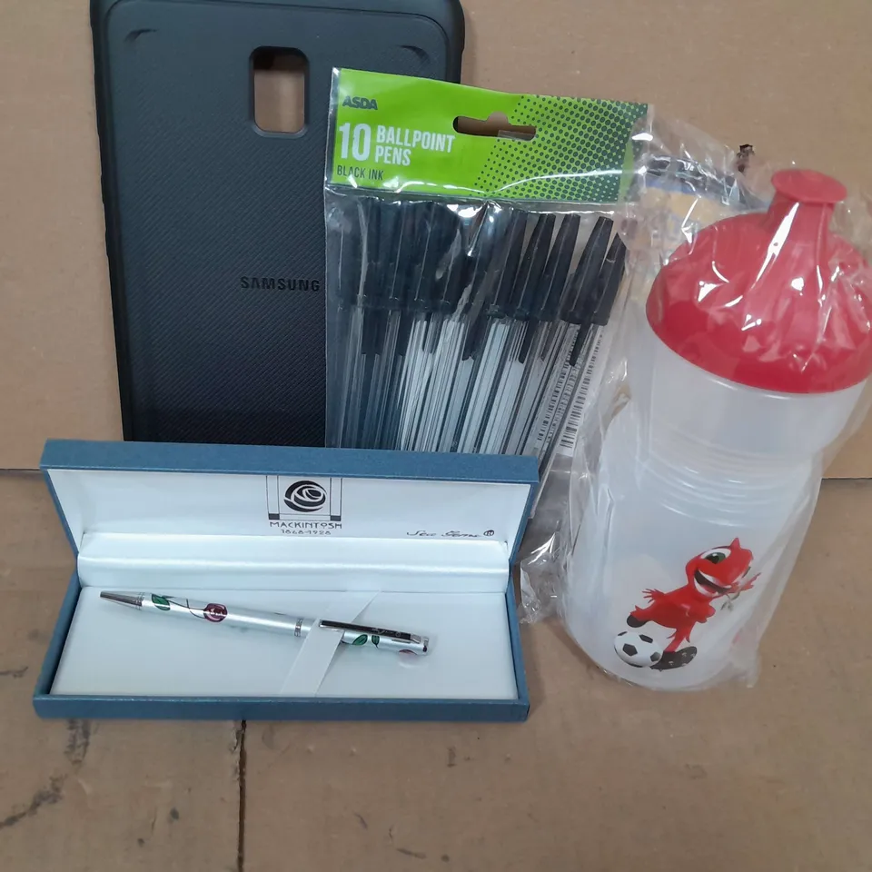 APPROXIMATELY 20 ASSORTED HOUSEHOLD ITEMS TOO INCLUDE PENS, SAMSUNG TABLET CASE  , BOTTLE ETC 