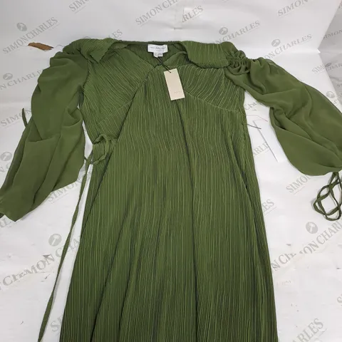 NEVER FULLY DRESSED KHAKI CELIA PLISSE DRESS SIZE 16